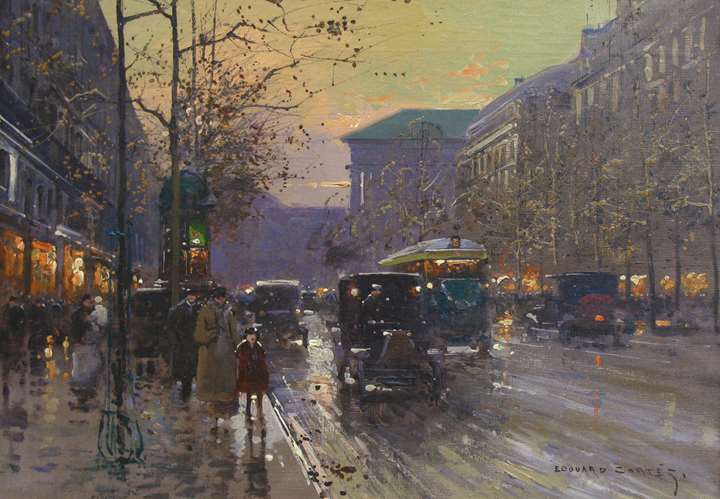 “Boulevard de la Madeleine at sunset”